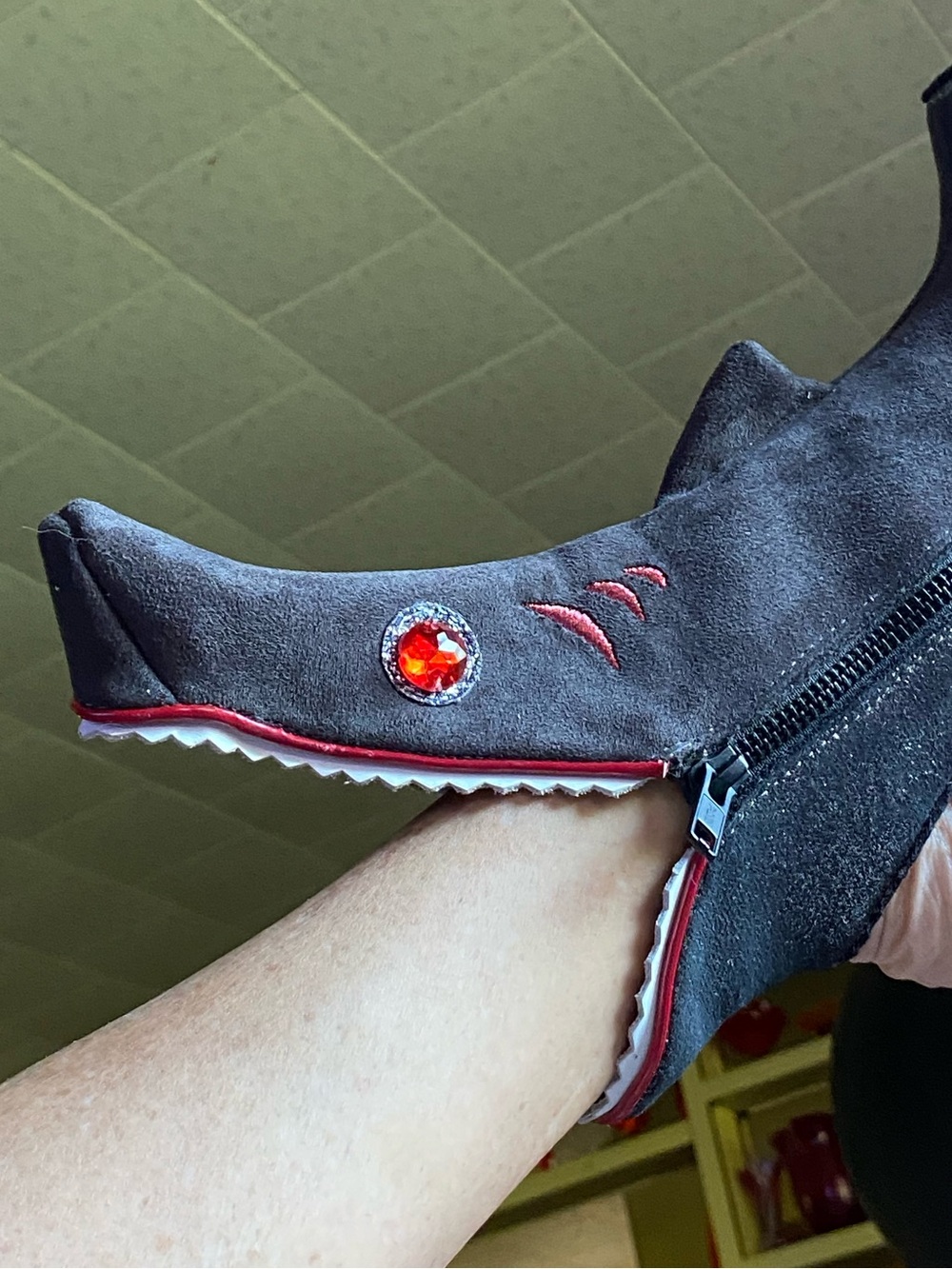 RARE Irregular Choice SHARK BITE boots,open toe,platform heels,shark face/teeth - Picture 14 of 16